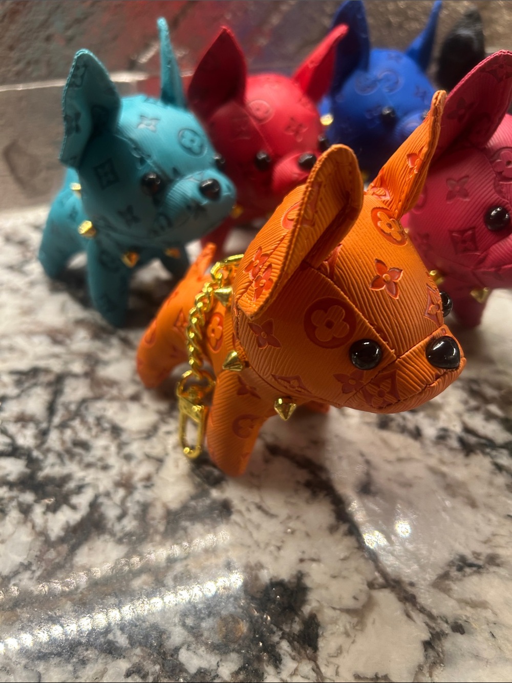 Colorful Dog-Shaped Key Holder Bag Charm— orange